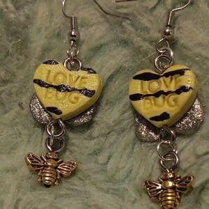 Yellow and Silver Bee 'Love Bug' Earrings
